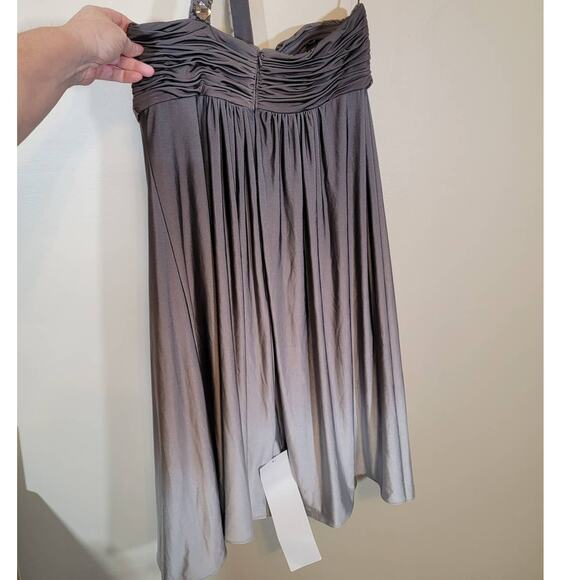 NWT Cache Ombre One Shoulder Beaded Detail Cocktail Party Dress Gray Size 8 - Picture 9 of 10